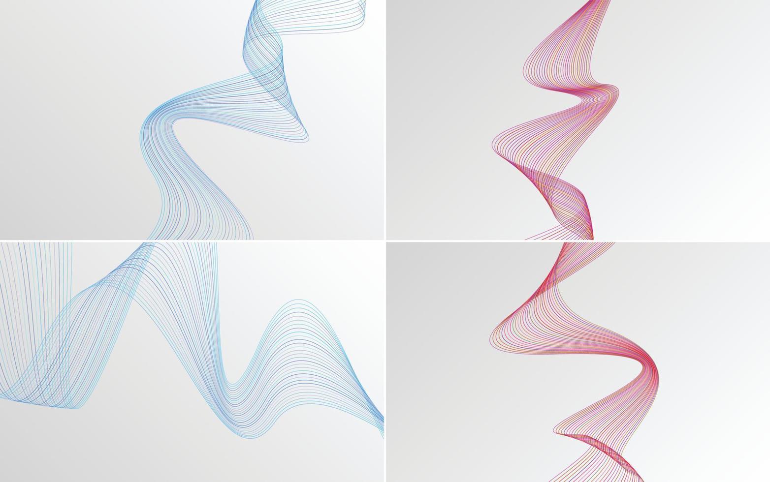 Set of 4 abstract waving line backgrounds to add flair to your design vector
