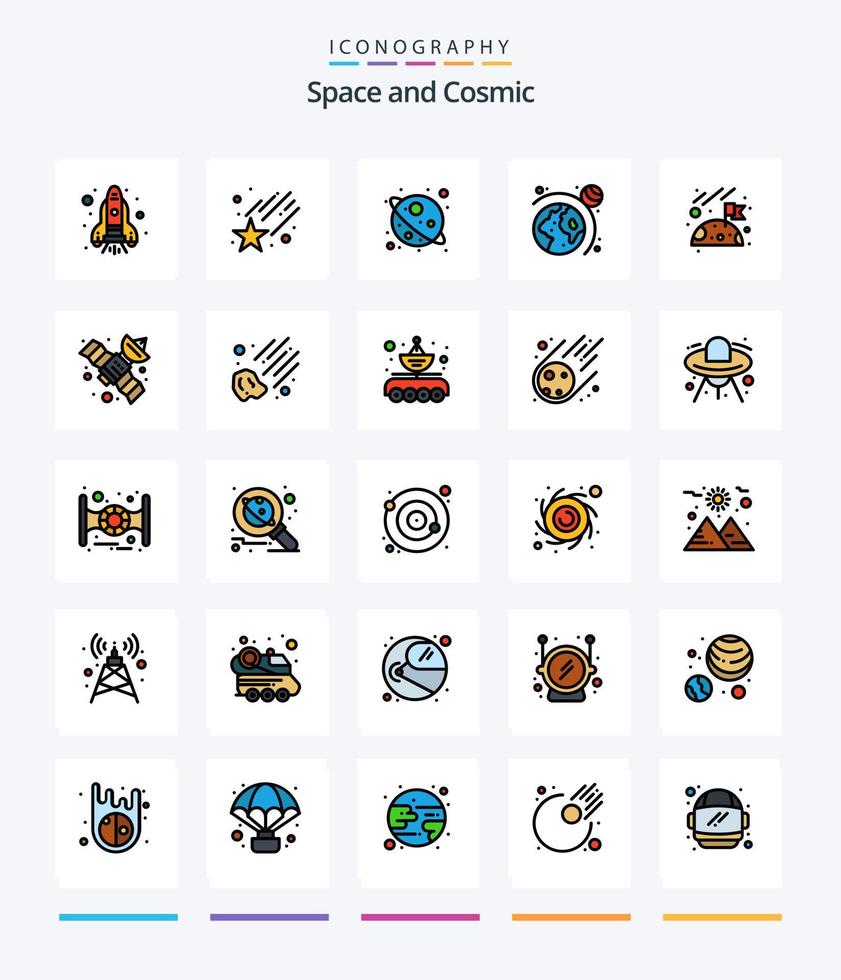 Creative Space 25 Line FIlled icon pack  Such As space. gps. universe. space. flag vector