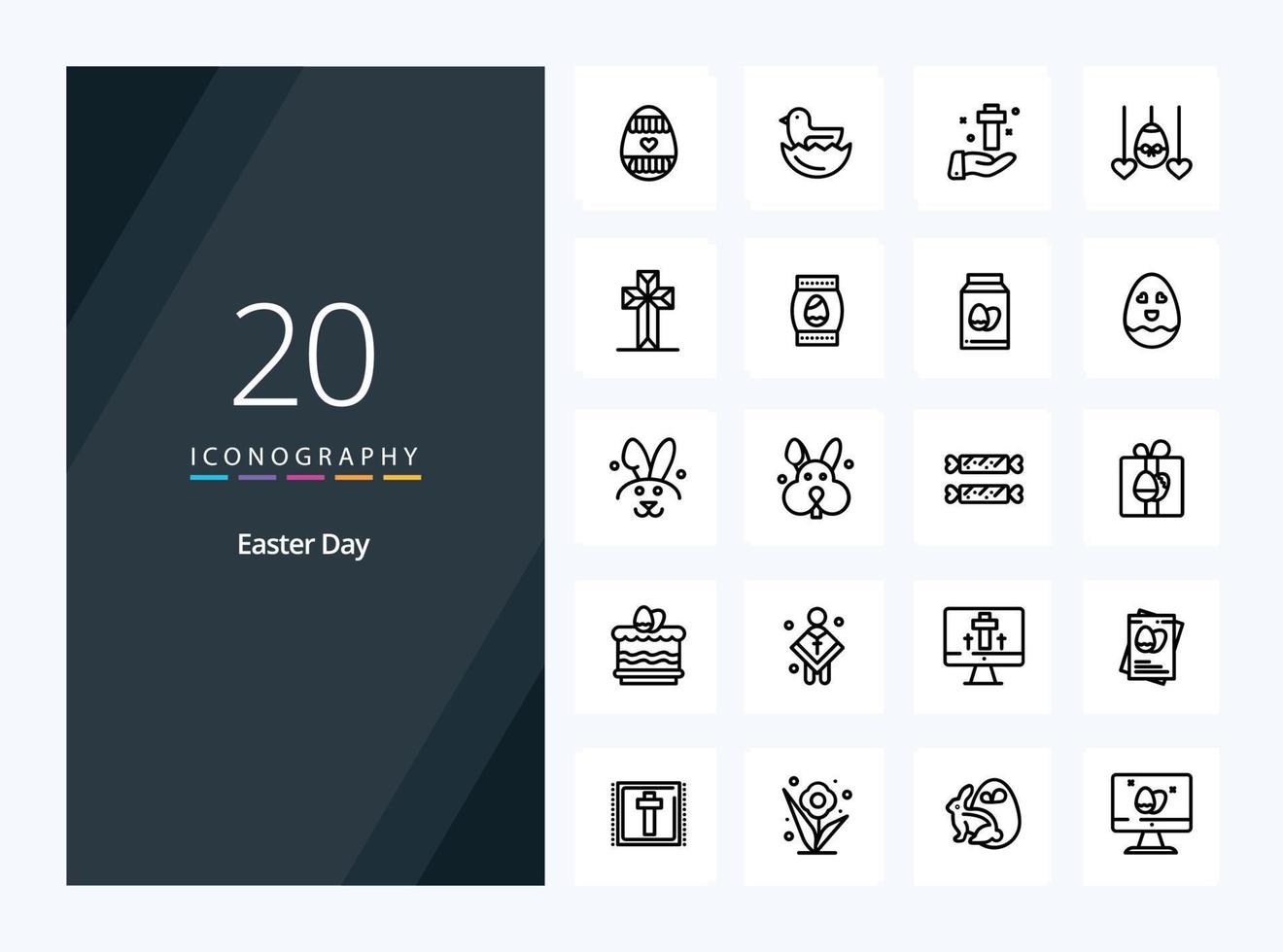 20 Easter Outline icon for presentation vector