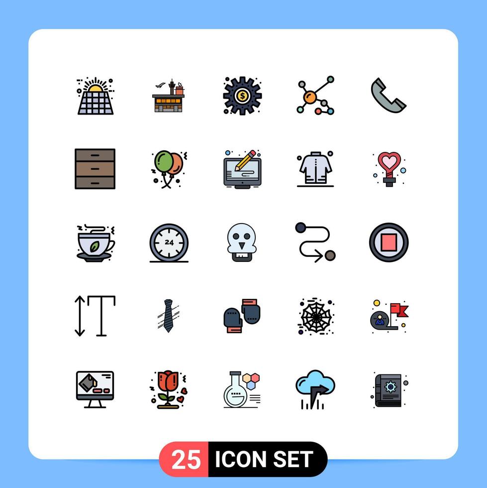 25 Universal Filled line Flat Colors Set for Web and Mobile Applications biochemistry work transit process making Editable Vector Design Elements