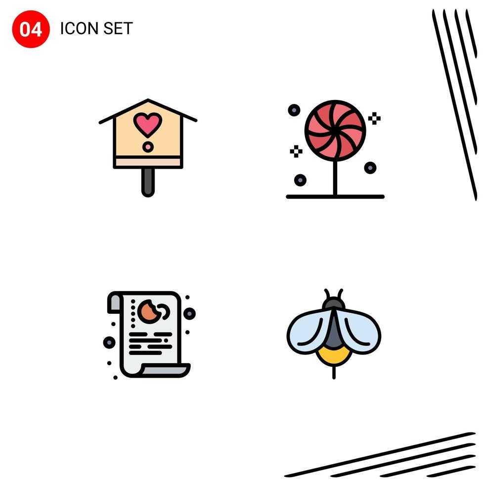 Stock Vector Icon Pack of 4 Line Signs and Symbols for bird data spring halloween privacy Editable Vector Design Elements