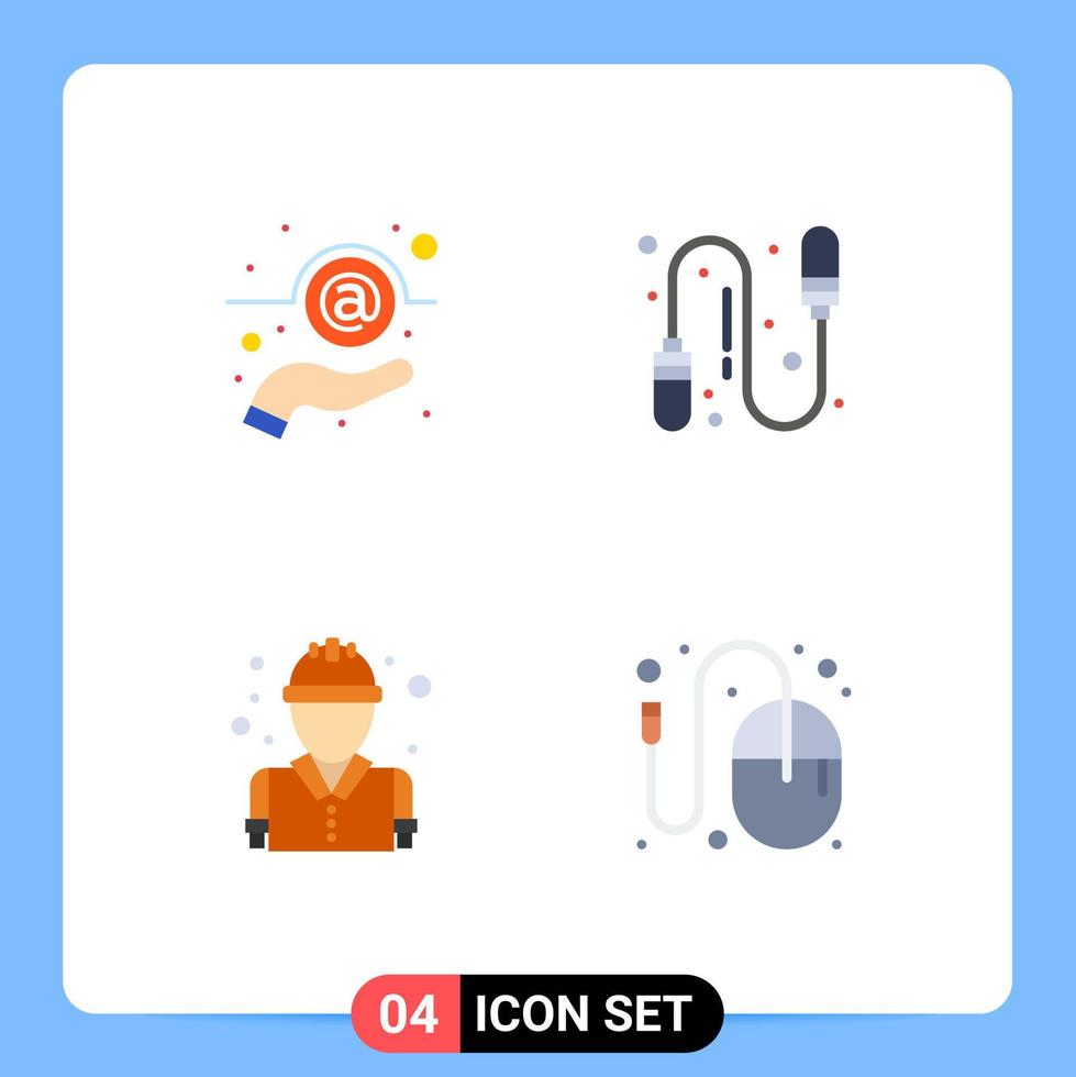 4 Thematic Vector Flat Icons and Editable Symbols of email firefighter support jump rope design Editable Vector Design Elements