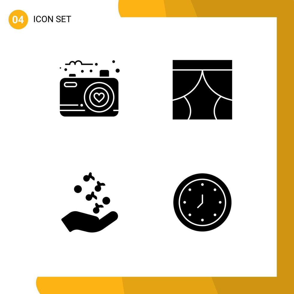 Thematic Vector Solid Glyphs and Editable Symbols of camera fist photo stage music Editable Vector Design Elements