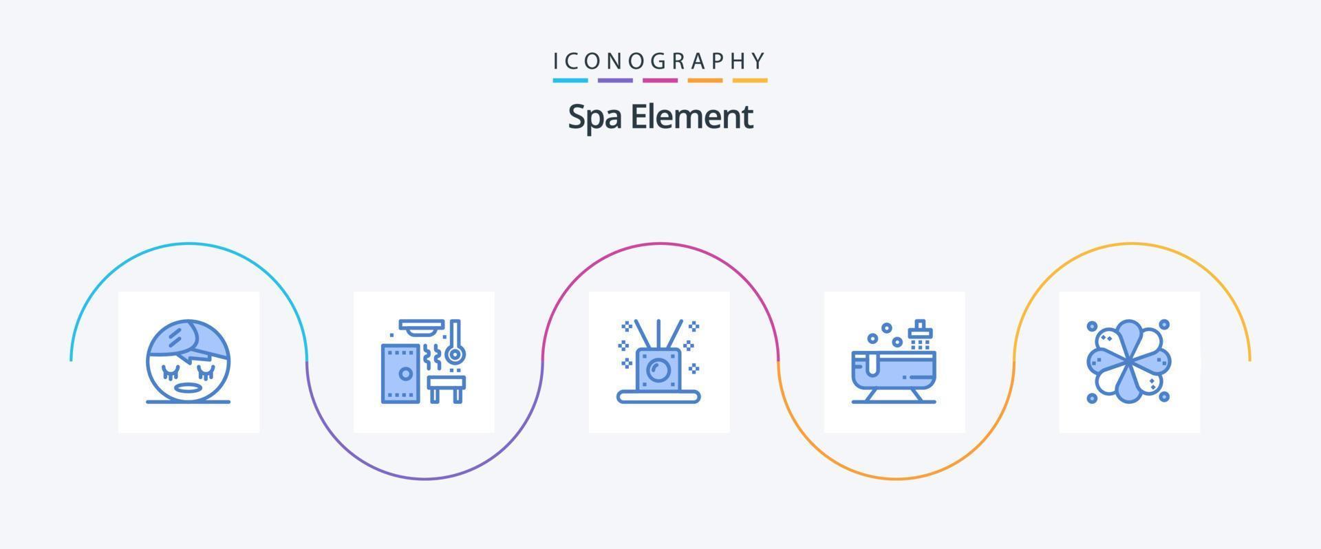 paquete de iconos spa element blue 5 que incluye el elemento. plumería. relajante. agua. bañera vector