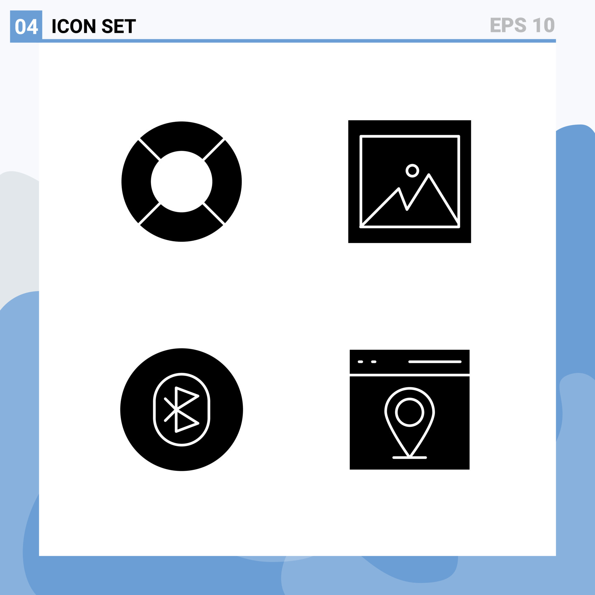 4 Universal Solid Glyph Signs Symbols of float system image bluetooth