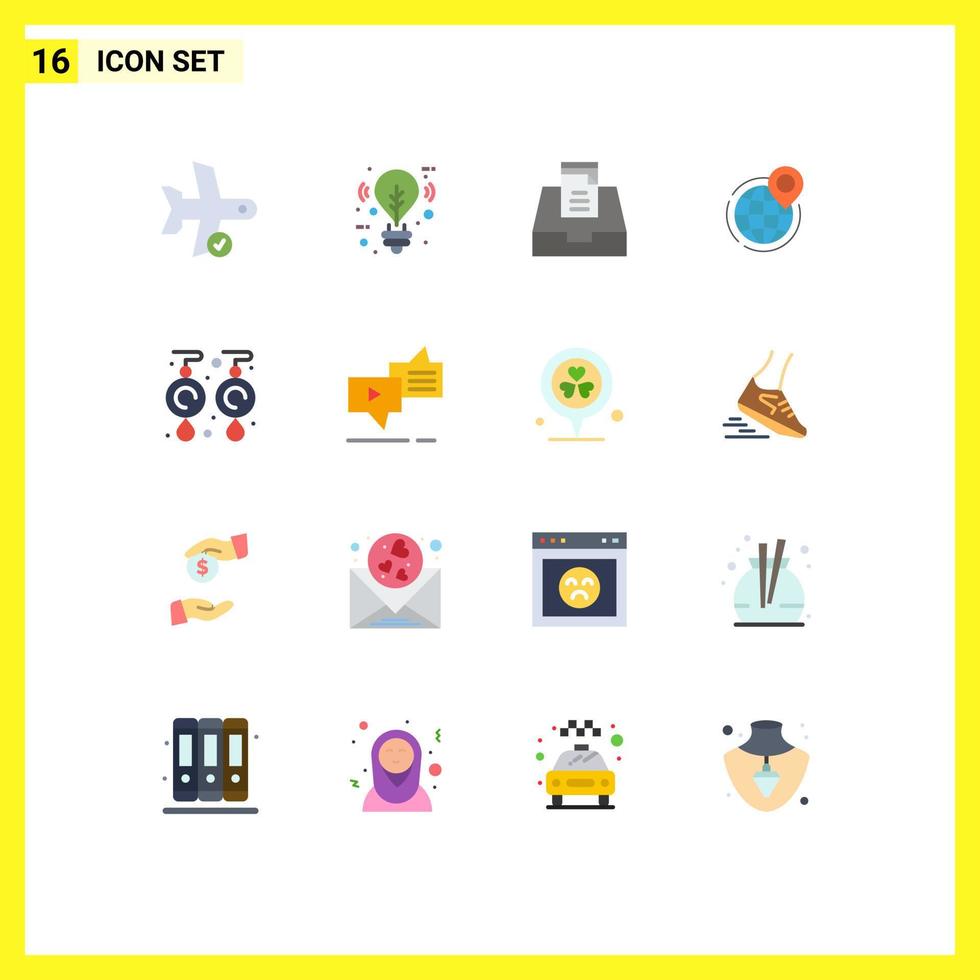 16 Creative Icons Modern Signs and Symbols of world office lighting global globe Editable Pack of Creative Vector Design Elements