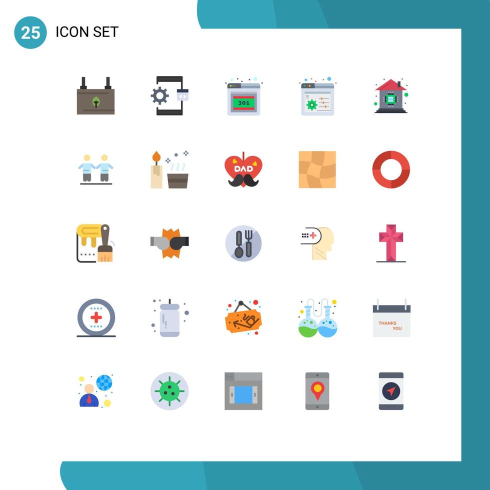 25 Flat Color concept for Websites Mobile and Apps home automation settings development panel error Editable Vector Design Elements