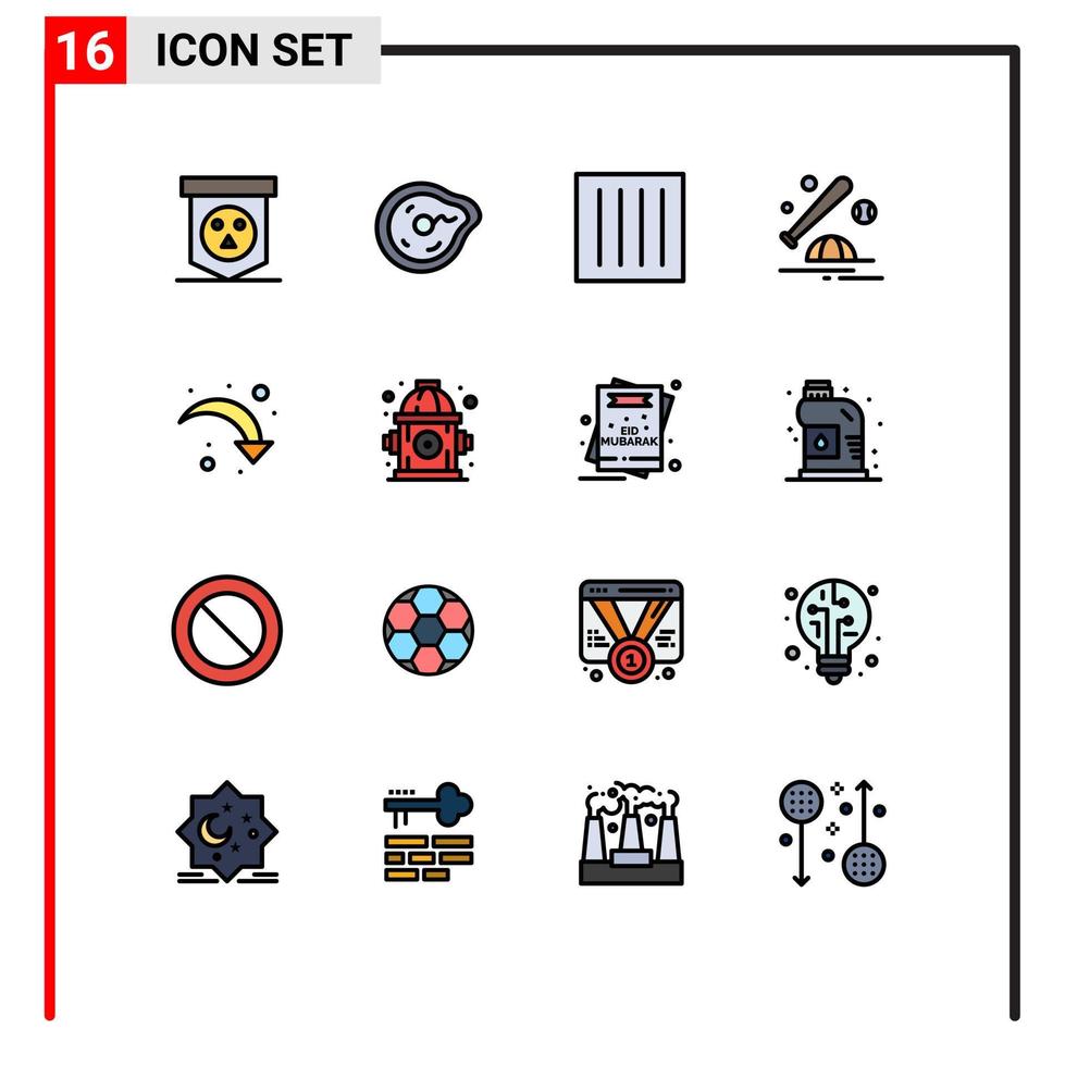 Set of 16 Modern UI Icons Symbols Signs for cap ball physics baseball dry Editable Creative Vector Design Elements