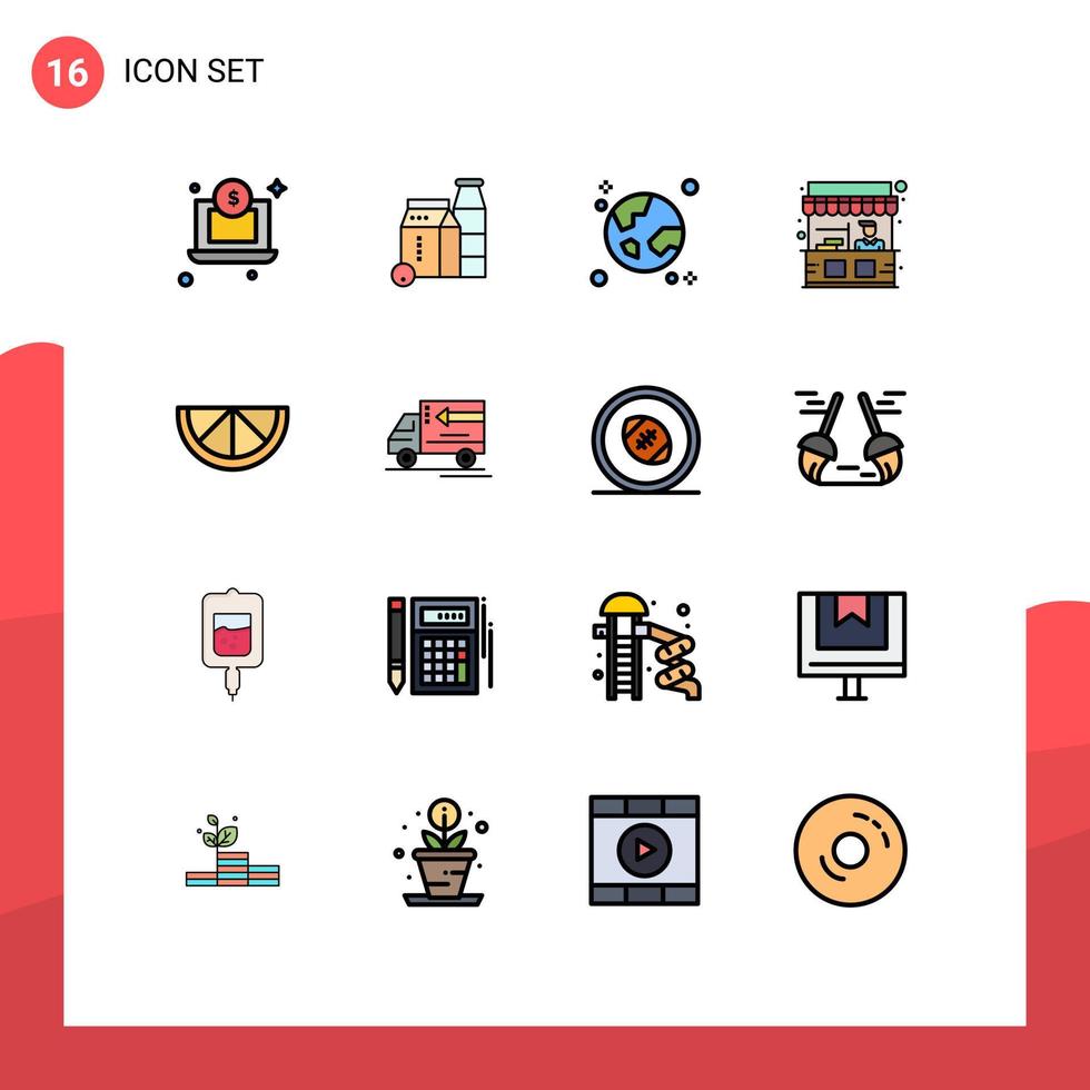 conjunto de 16 iconos de interfaz de usuario modernos símbolos signos para fruta calle tierra soporte alimentos elementos de diseño de vectores creativos editables