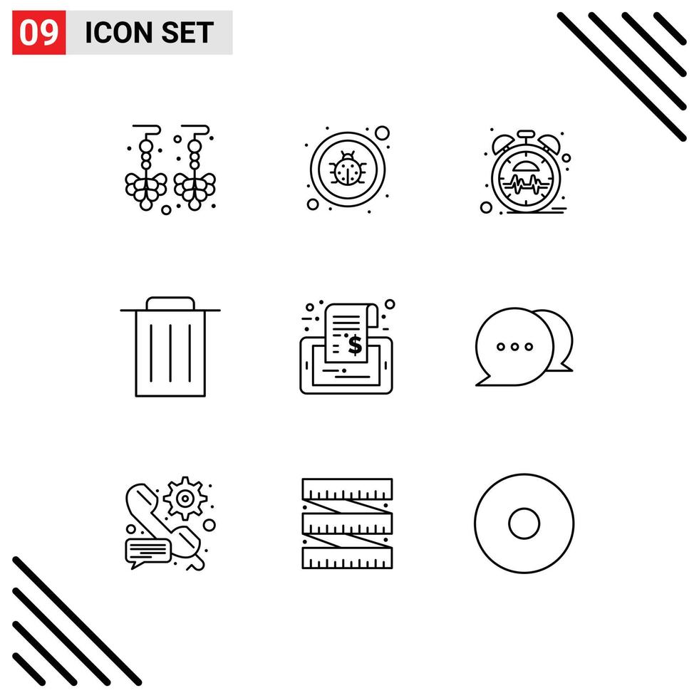 Universal Icon Symbols Group of 9 Modern Outlines of sale mobile heart label recycle Editable Vector Design Elements