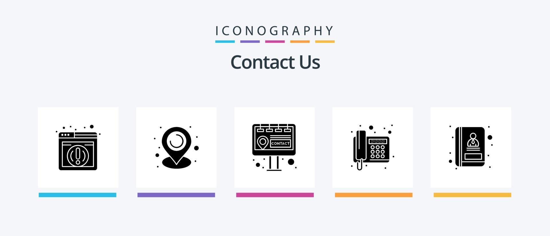 Contact Us Glyph 5 Icon Pack Including . communication. marketing. book. telegram. Creative Icons Design vector