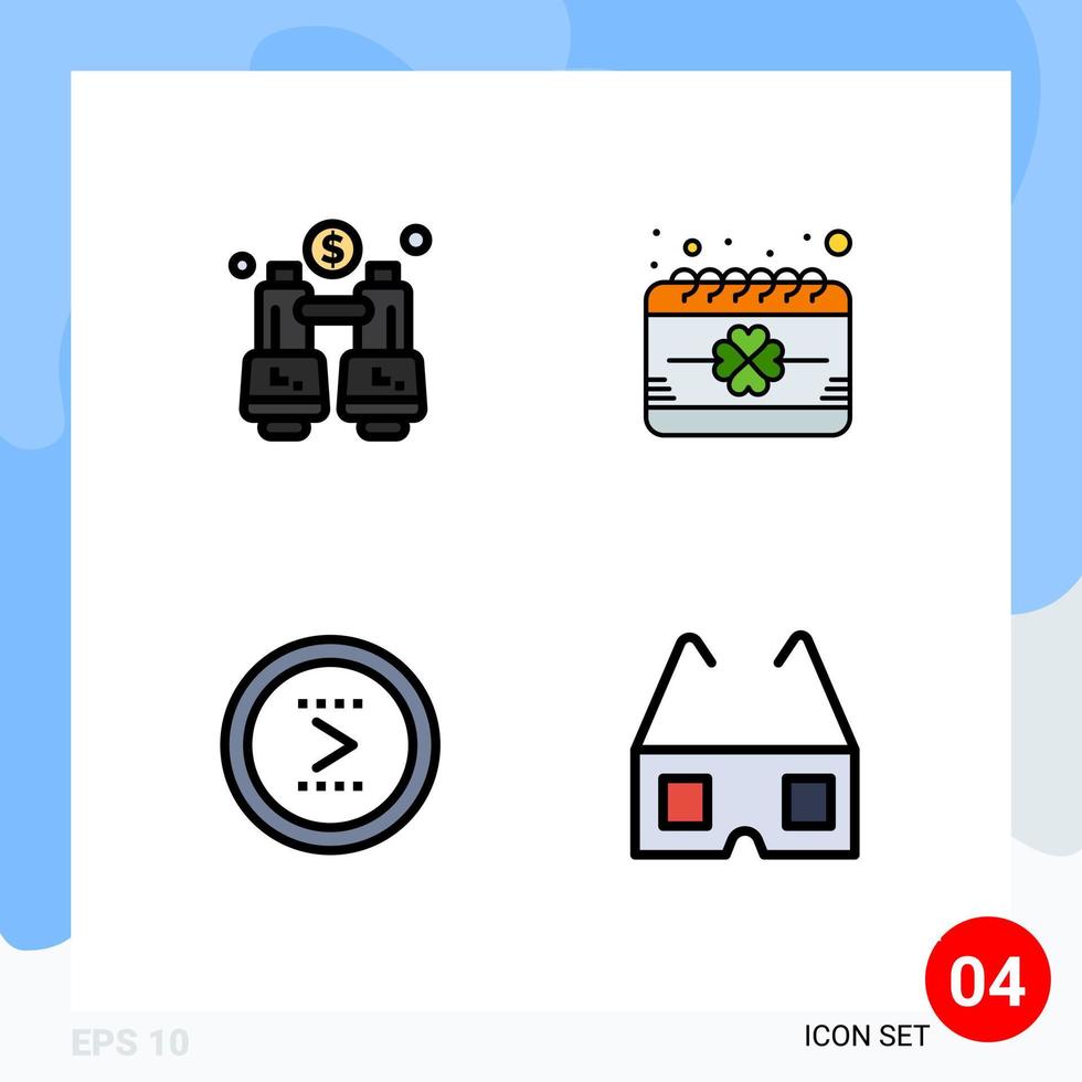 Stock Vector Icon Pack of 4 Line Signs and Symbols for binoculars arrow locate event interface Editable Vector Design Elements