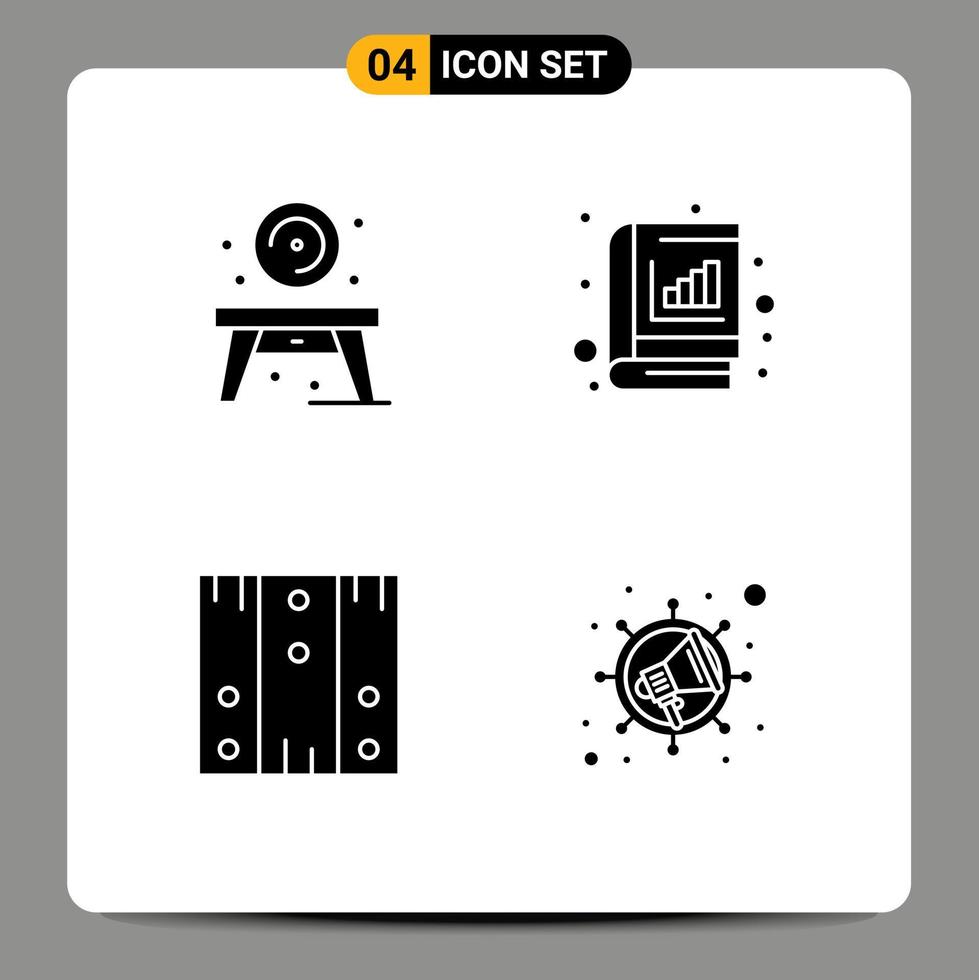 Editable Vector Line Pack of 4 Simple Solid Glyphs of home box disk book logistic Editable Vector Design Elements