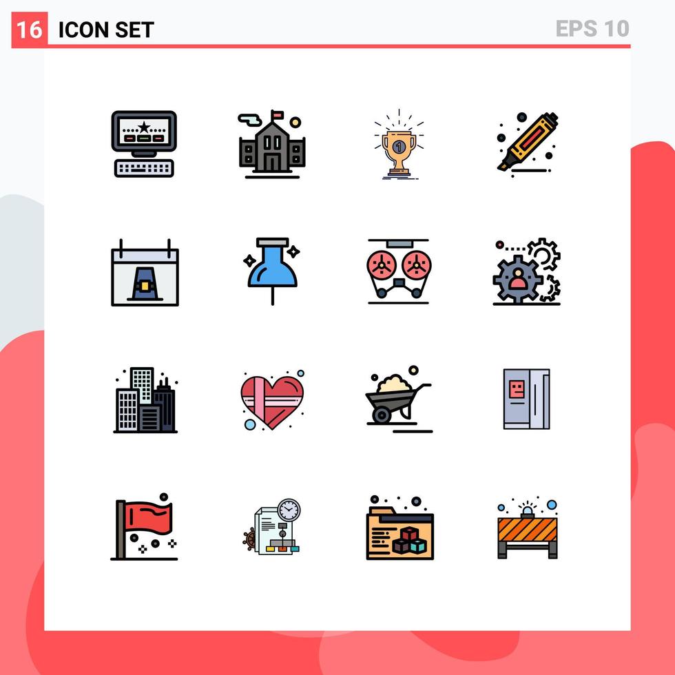 16 Flat Color Filled Line concept for Websites Mobile and Apps