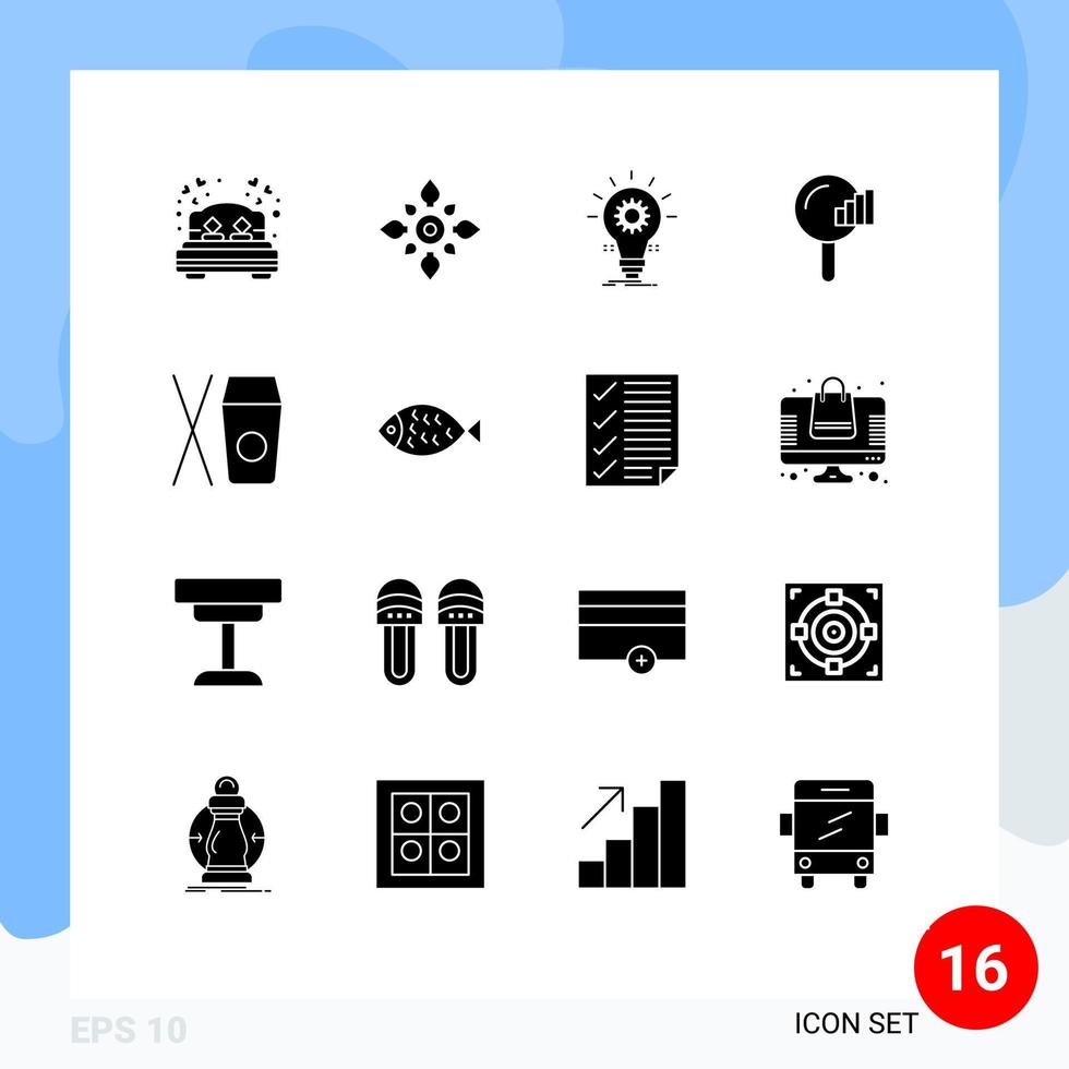 16 Solid Glyph concept for Websites Mobile and Apps service find hindu light idea Editable Vector Design Elements
