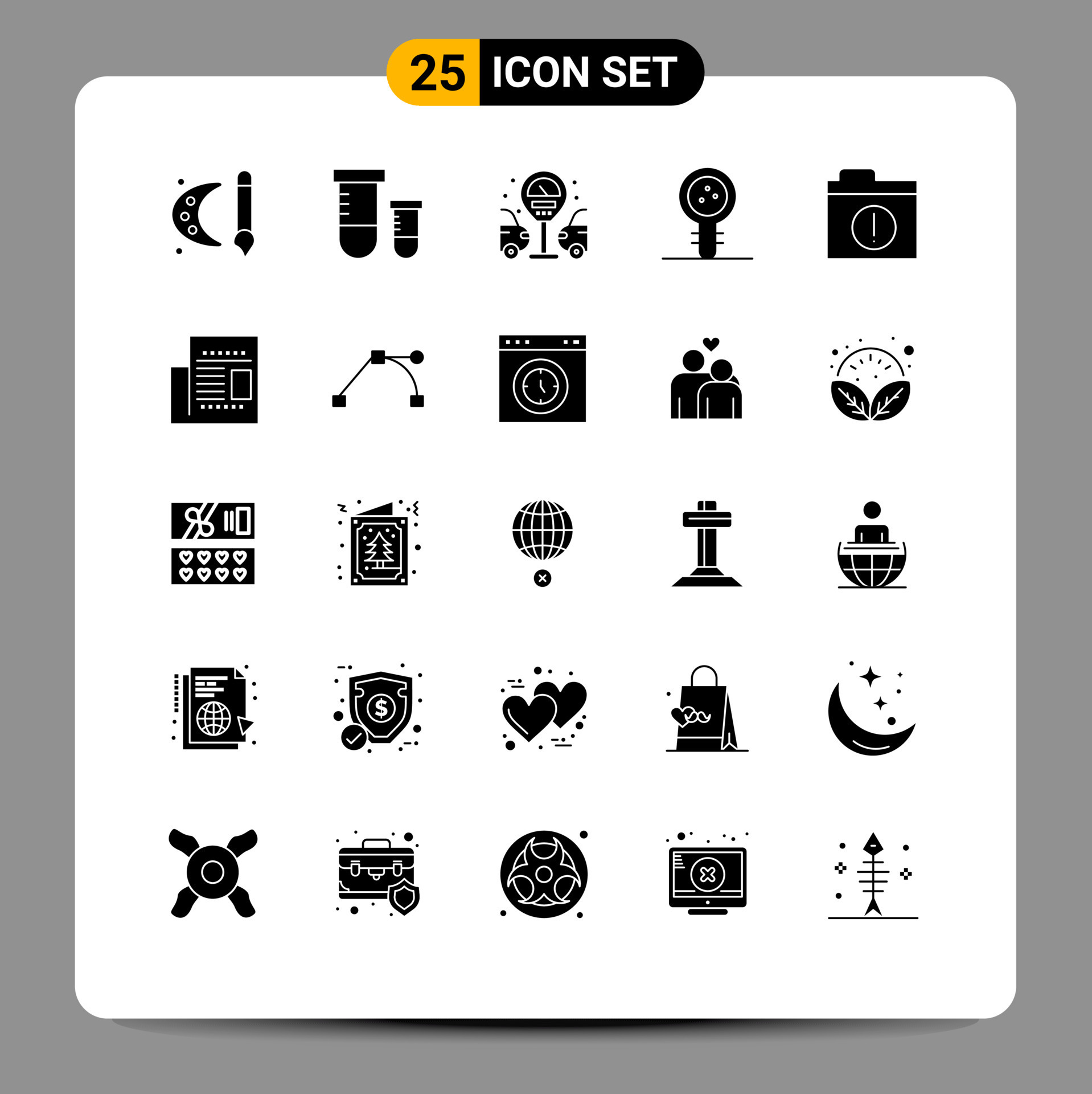 Stock Vector Icon Pack of 25 Line Signs and Symbols for alert