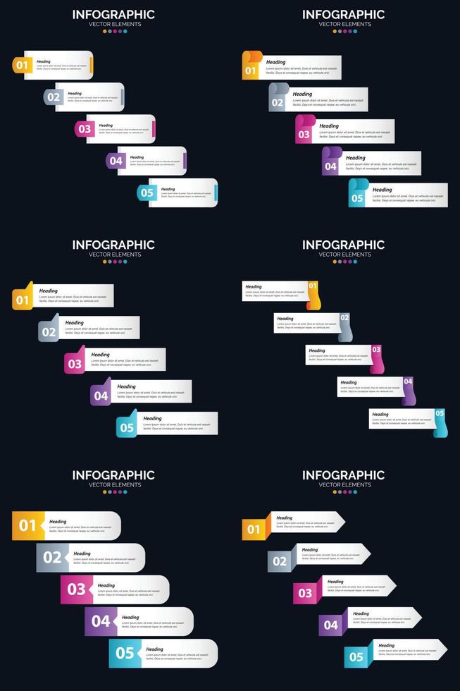 Vector infographics pack of 6 for business presentations