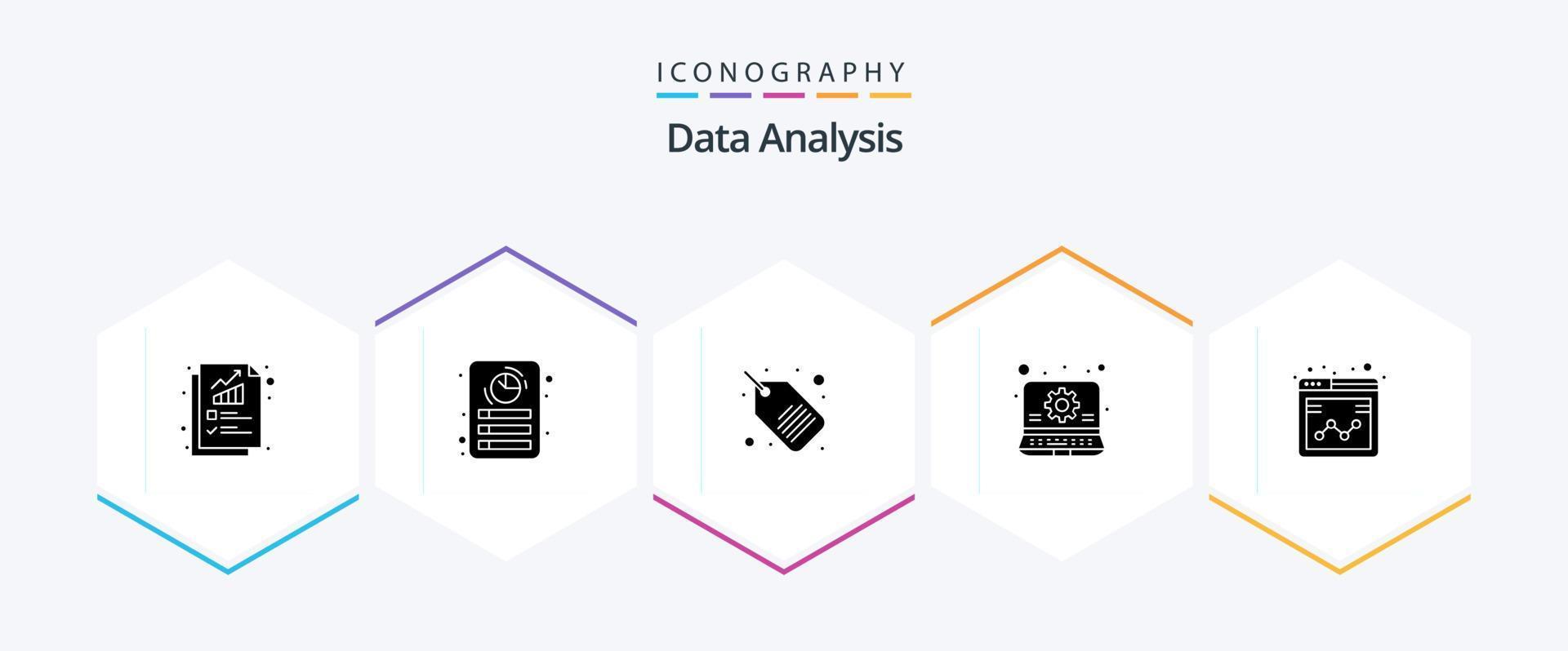 Data Analysis 25 Glyph icon pack including business. report. label. monitoring. business vector