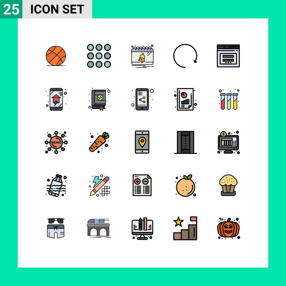 paquete de iconos vectoriales de stock de 25 signos y símbolos de línea para la página de calendario seguro del sitio web elementos de diseño vectorial editables en el sentido de las agujas del reloj vector