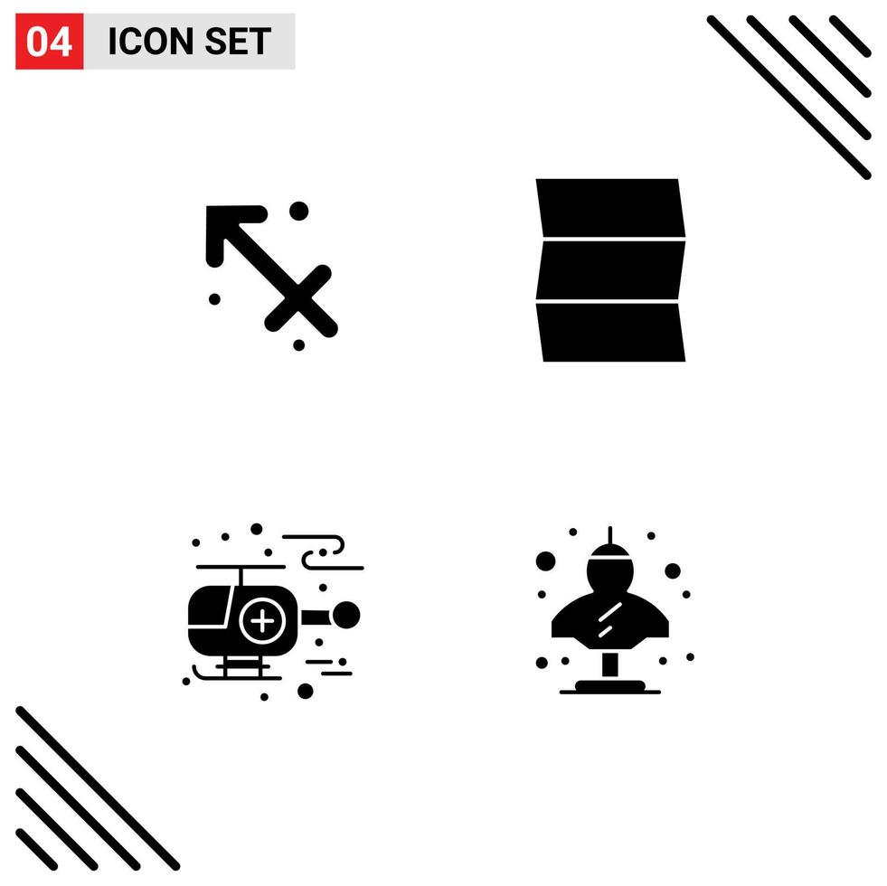 4 Solid Glyph concept for Websites Mobile and Apps astrology hospital greece travel artifact Editable Vector Design Elements