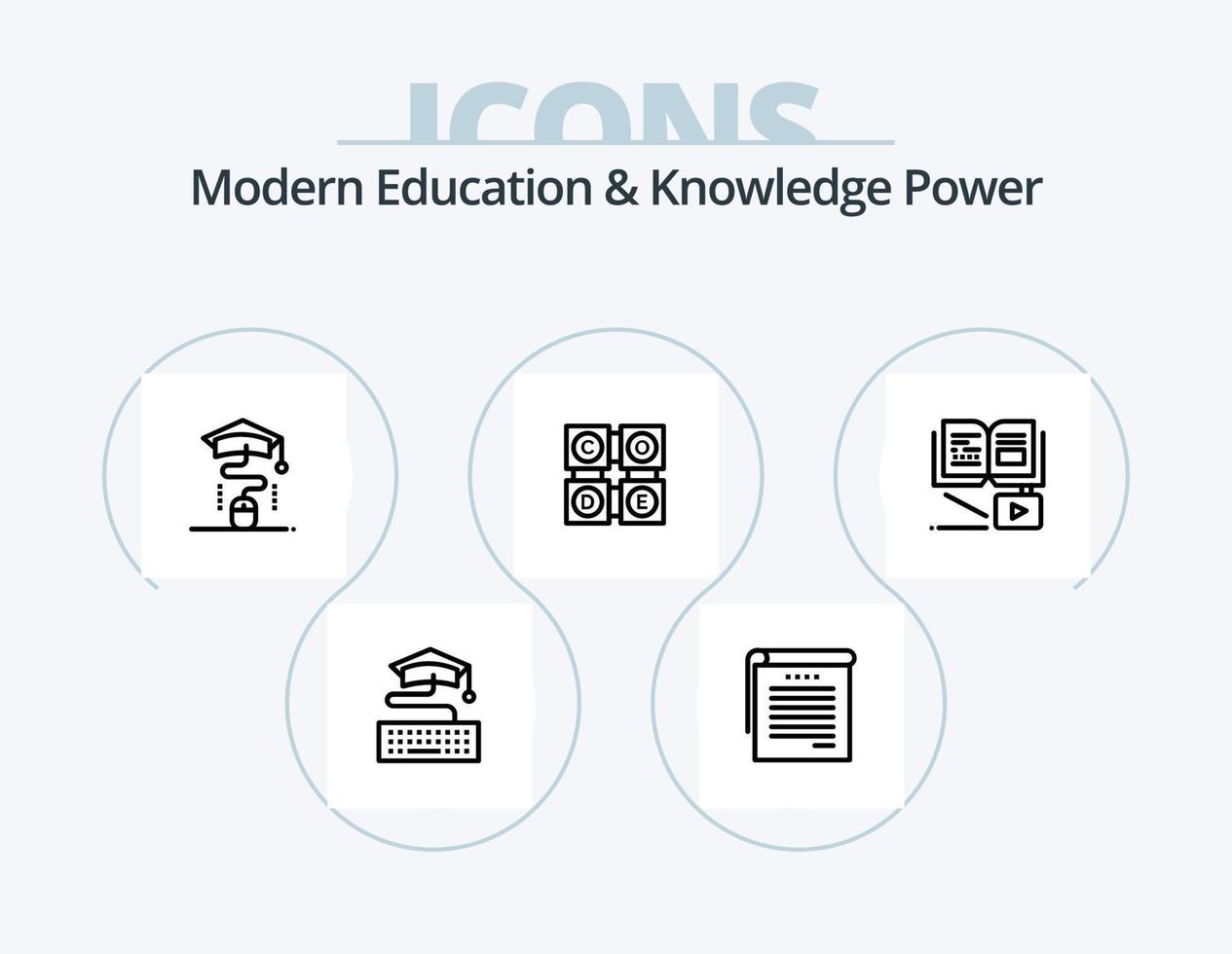 Modern Education And Knowledge Power Line Icon Pack 5 Icon Design. mouse. abc. room. teacher. exparimant physics vector