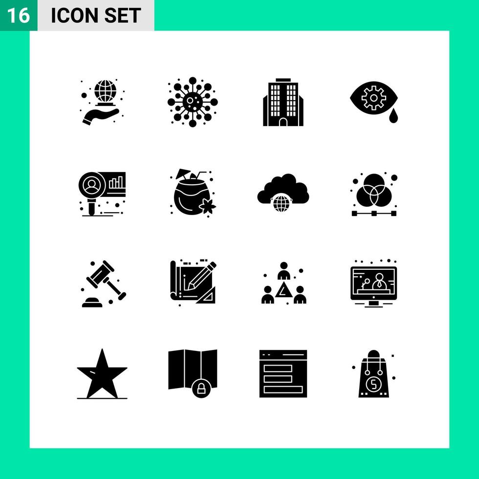 conjunto de 16 iconos de interfaz de usuario modernos signos de símbolos para diagrama de investigación gráfico de construcción elementos de diseño vectorial editables por ojo vector