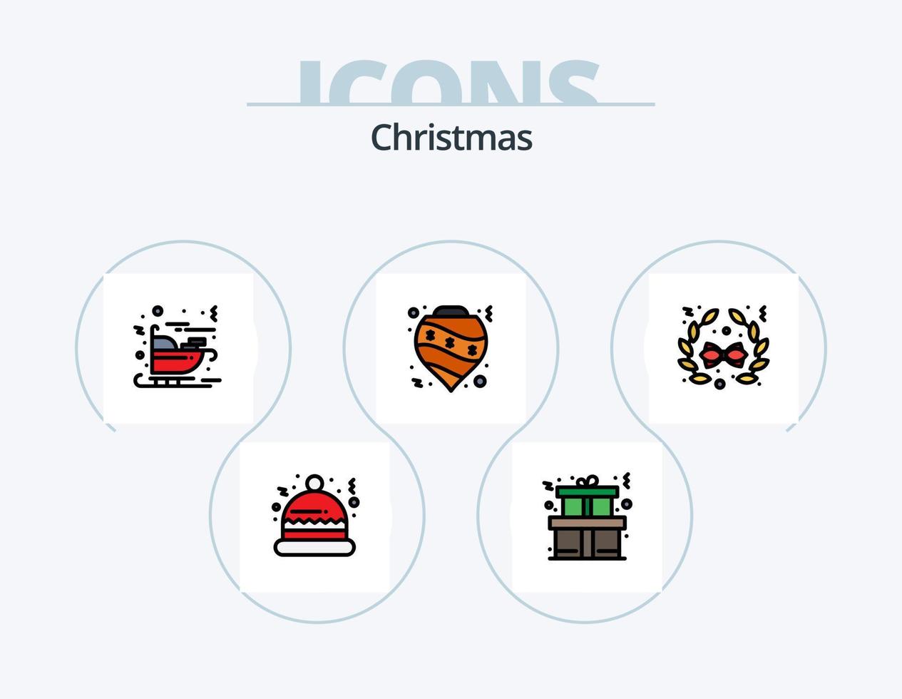 Christmas Line Filled Icon Pack 5 Icon Design. concert. films. ticket. stare. cinema vector