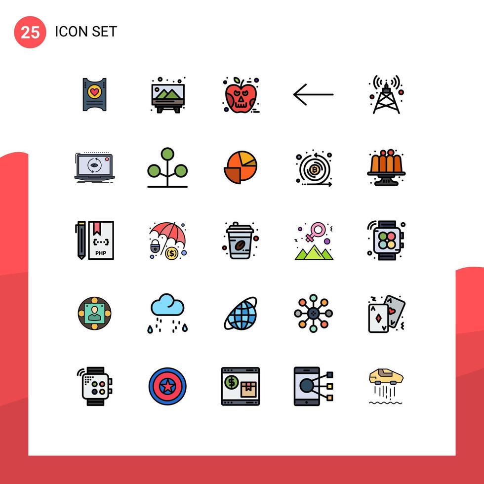 Stock Vector Icon Pack of 25 Line Signs and Symbols for app signal apple antenna arrow Editable Vector Design Elements