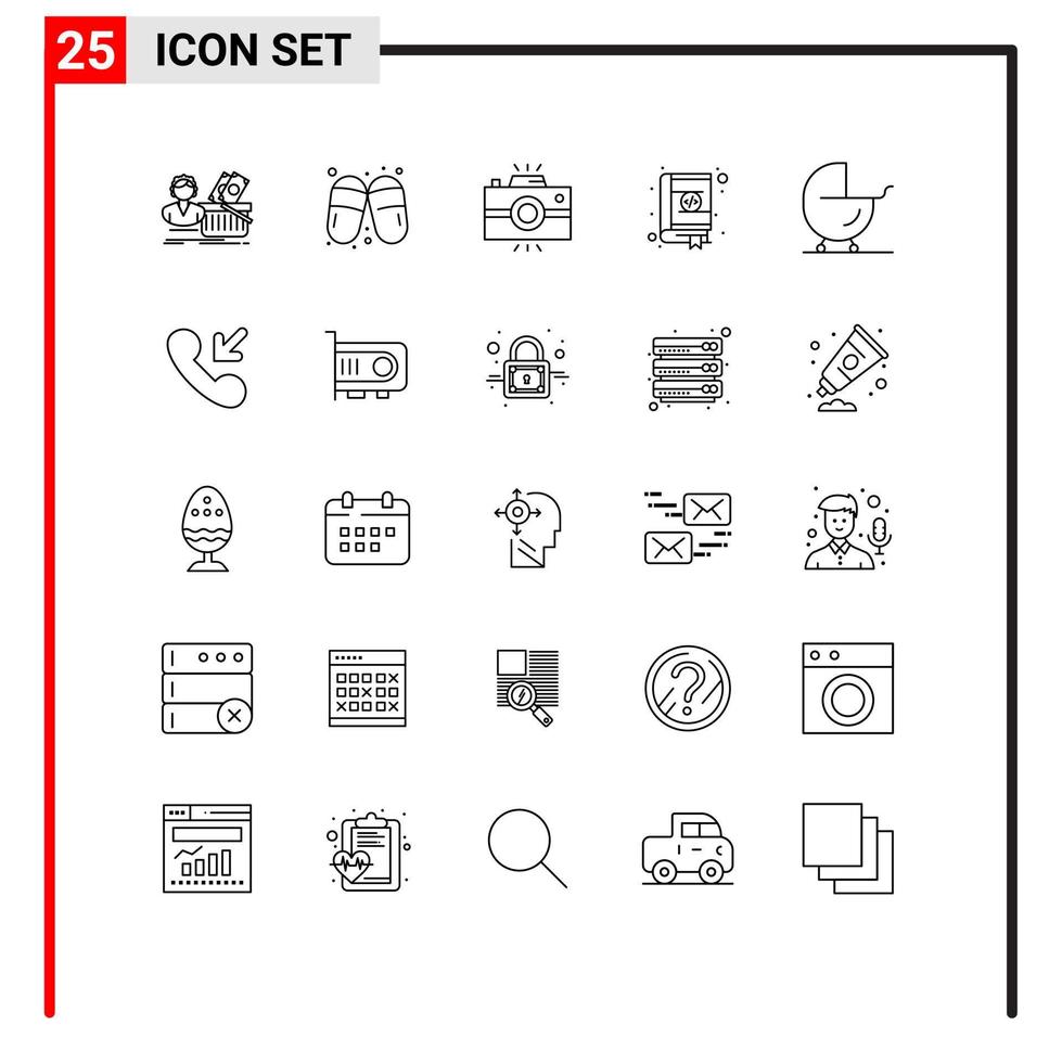 Pictogram Set of 25 Simple Lines of design bookmarks slippers book retro Editable Vector Design Elements
