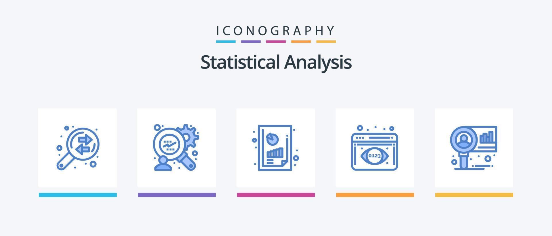 paquete de iconos azul 5 de análisis estadístico que incluye . mercado. informe financiero. diagrama. Visualización de datos. diseño de iconos creativos vector