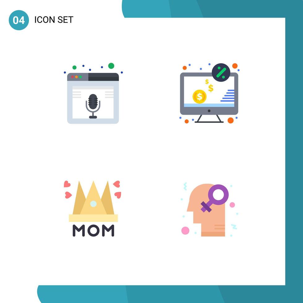 Stock Vector Icon Pack of 4 Line Signs and Symbols for internet screen podcast dollar love Editable Vector Design Elements