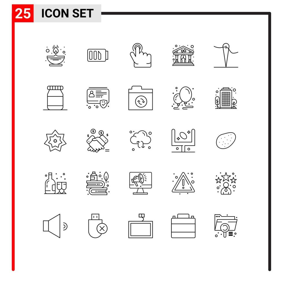 conjunto de 25 iconos modernos de la interfaz de usuario signos de símbolos para la construcción de clics hechos a mano que muestran elementos de diseño vectorial editables vector