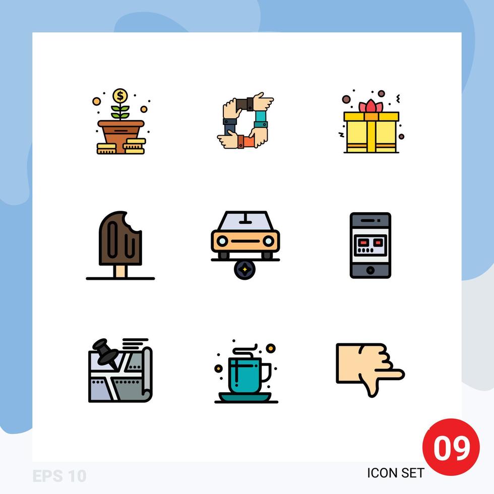 Modern Set of 9 Filledline Flat Colors Pictograph of ice cold partnership beach heart Editable Vector Design Elements