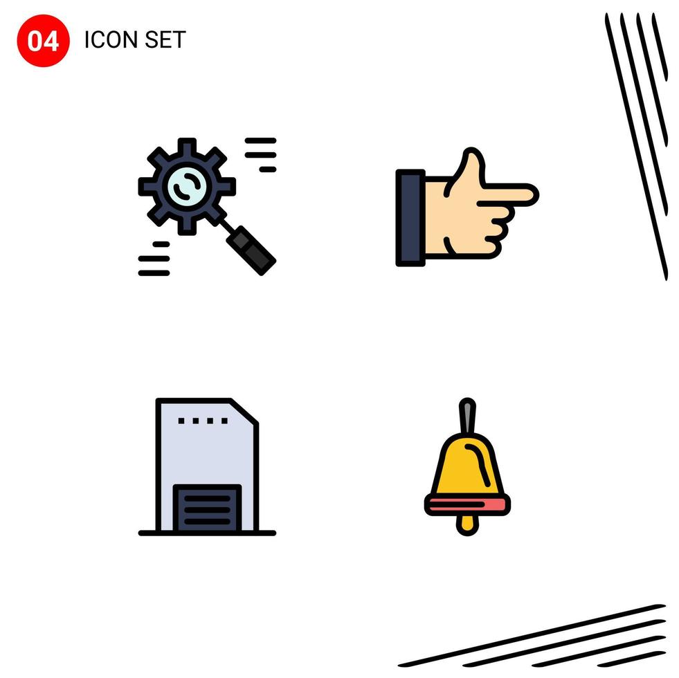 4 Thematic Vector Filledline Flat Colors and Editable Symbols of business contact effective thumbs up leaflet Editable Vector Design Elements