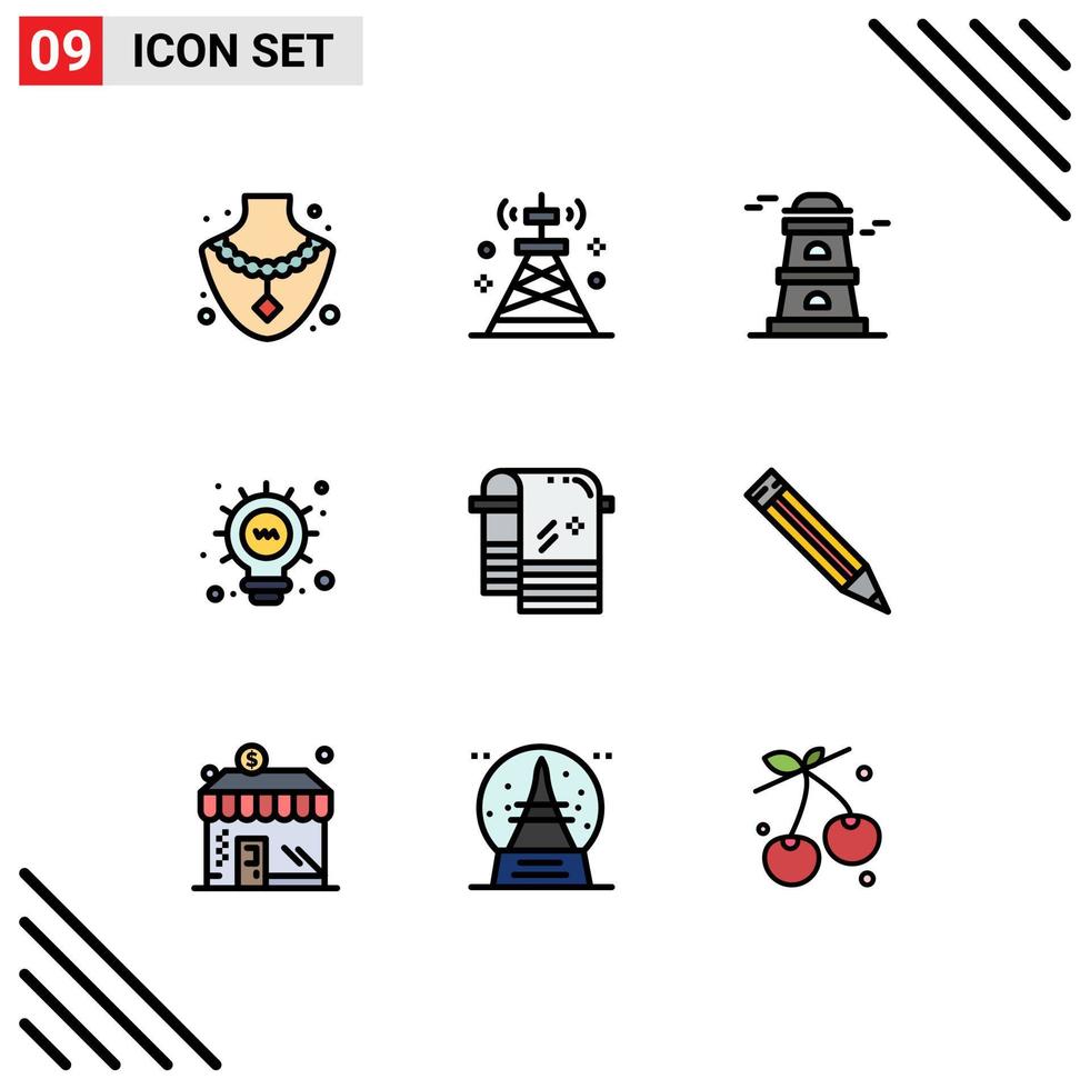 paquete de iconos de vector de stock de 9 signos y símbolos de línea para limpiar elementos de diseño de vector editables de luz de baño de observatorio seco