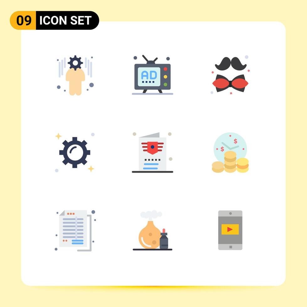 9 Creative Icons Modern Signs and Symbols of flight marketing bow gear day Editable Vector Design Elements