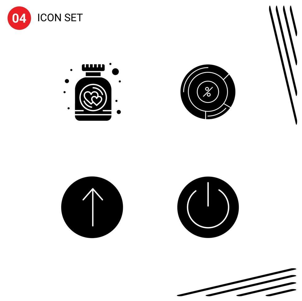 Modern Set of 4 Solid Glyphs Pictograph of bottle symbols jar chart basic Editable Vector Design Elements