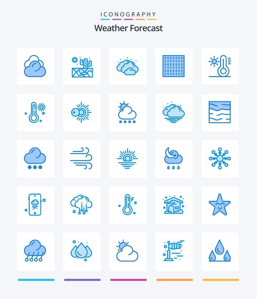 Creative Weather 25 Blue icon pack  Such As temperature. temperature. cloudy. sun. weather vector