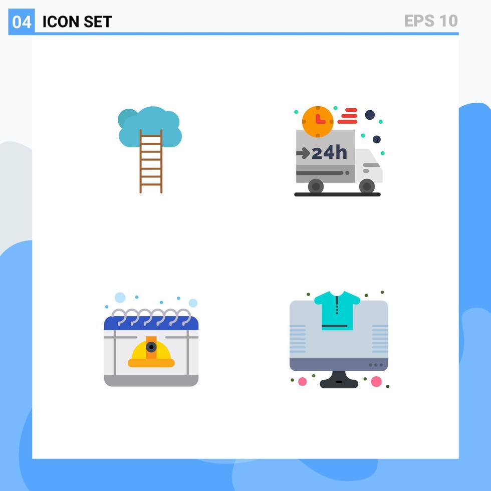 Group of 4 Modern Flat Icons Set for growth truck growth stairs car Editable Vector Design Elements