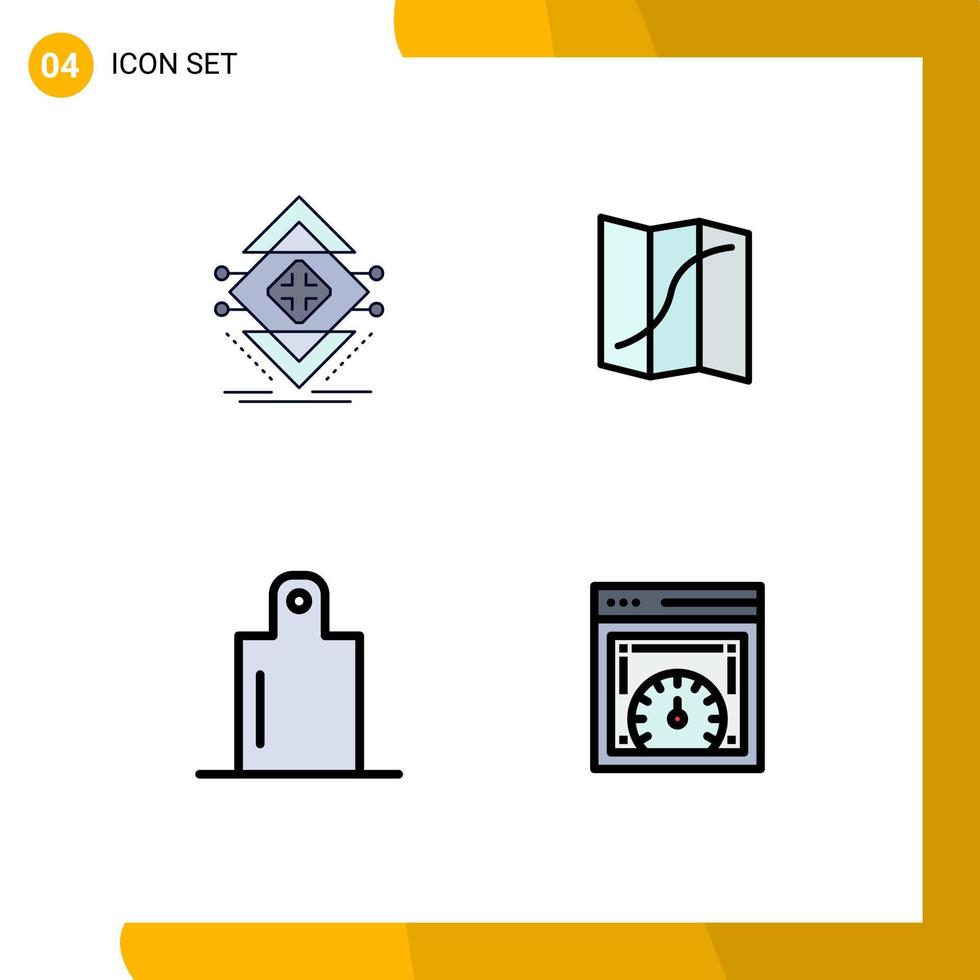 Stock Vector Icon Pack of 4 Line Signs and Symbols for computing food science location dashboard Editable Vector Design Elements
