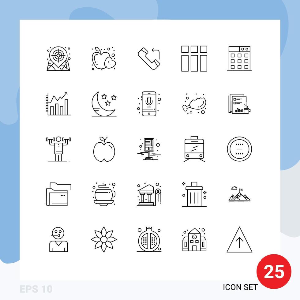 Modern Set of 25 Lines and symbols such as technology business answer layout frame Editable Vector Design Elements