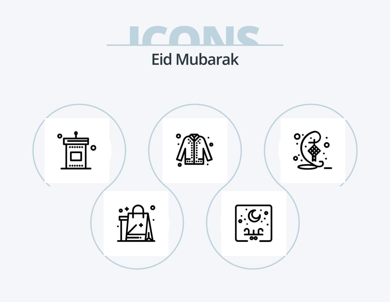 Eid Mubarak Line Icon Pack 5 Icon Design. eid. fashion. stamp. trouser. islam vector