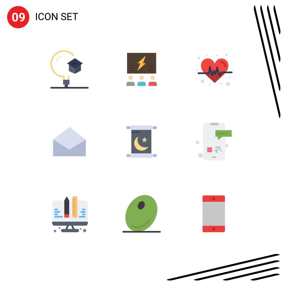 conjunto de 9 iconos de interfaz de usuario modernos signos de símbolos para la solución de correo electrónico de mensajes elementos de diseño de vectores editables de dieta
