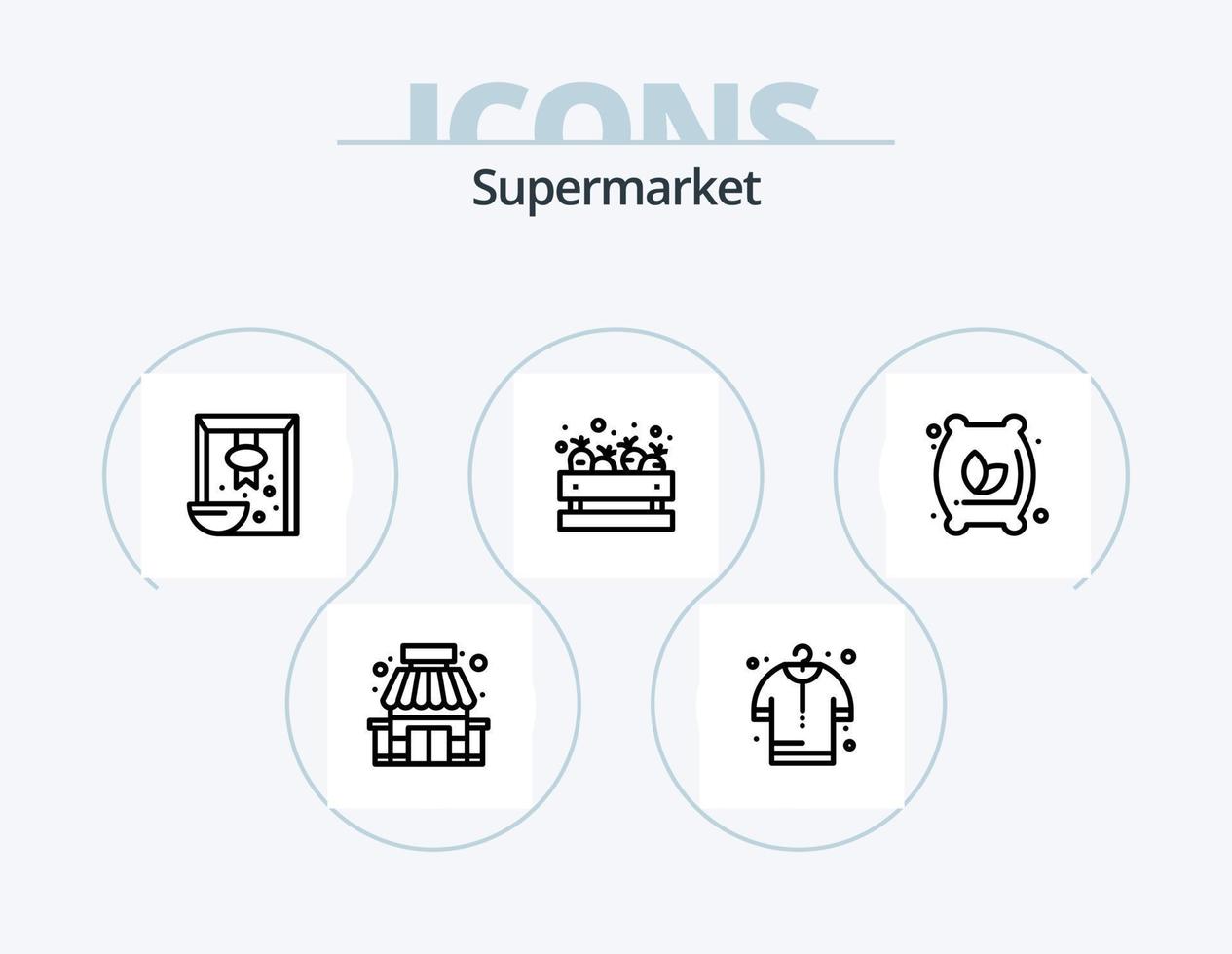 Supermarket Line Icon Pack 5 Icon Design. shop. supermarket. shop. store. building vector