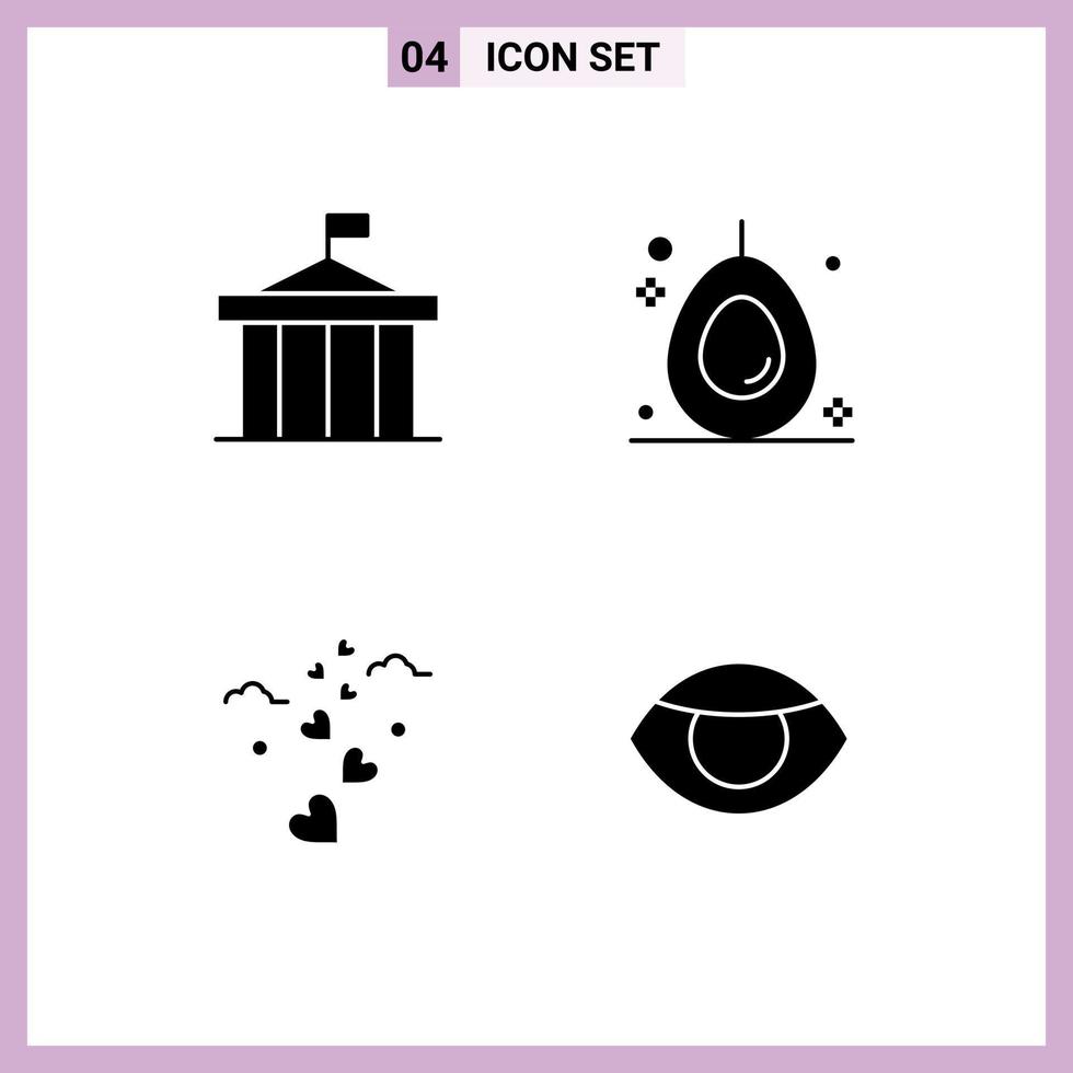 4 Universal Solid Glyphs Set for Web and Mobile Applications acropolis love court food wedding Editable Vector Design Elements