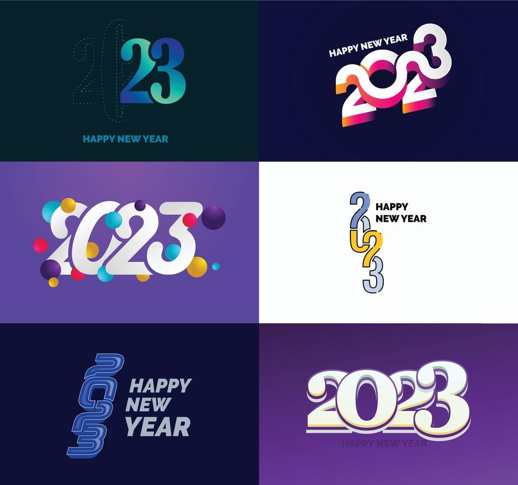 gran conjunto de 2023 feliz año nuevo diseño de texto de logotipo plantilla de diseño de número 2023 vector