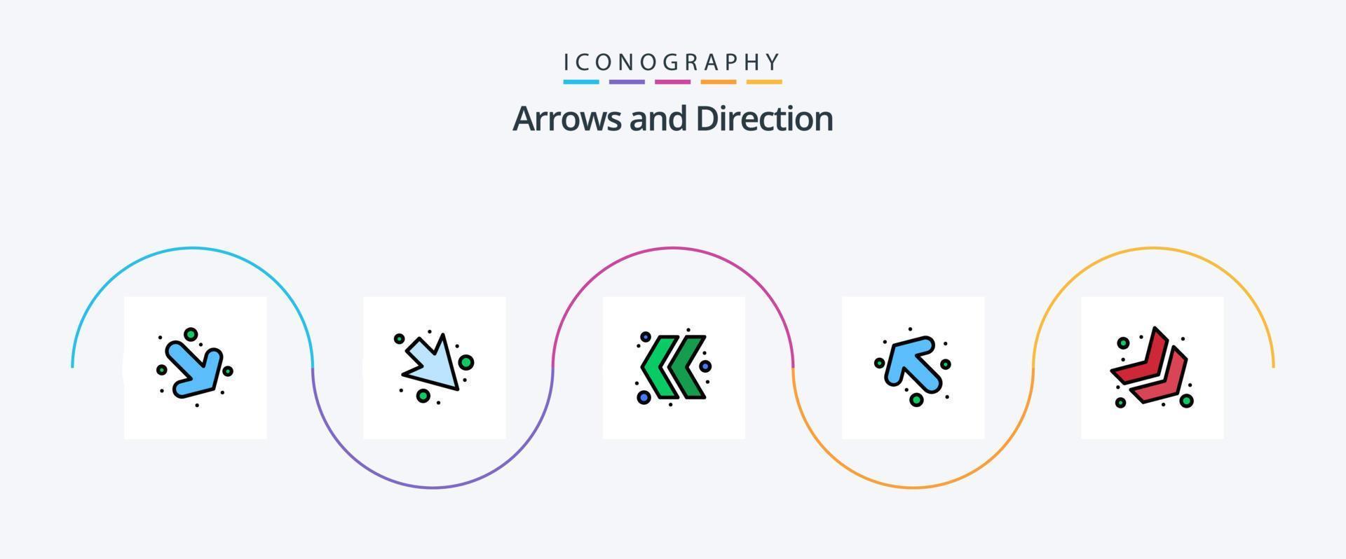 paquete de iconos de 5 planos llenos de línea de flecha que incluye . izquierda. vector