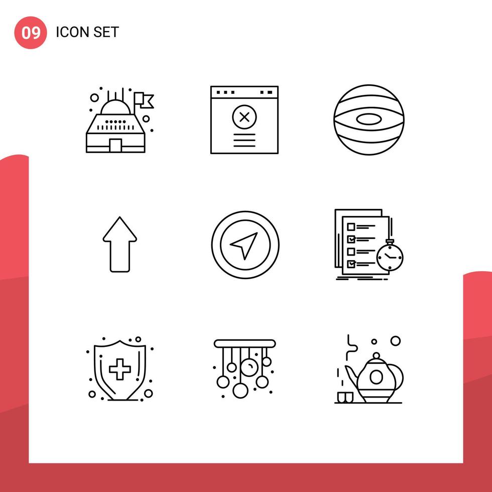 Set of 9 Vector Outlines on Grid for todo pointer space map upload Editable Vector Design Elements