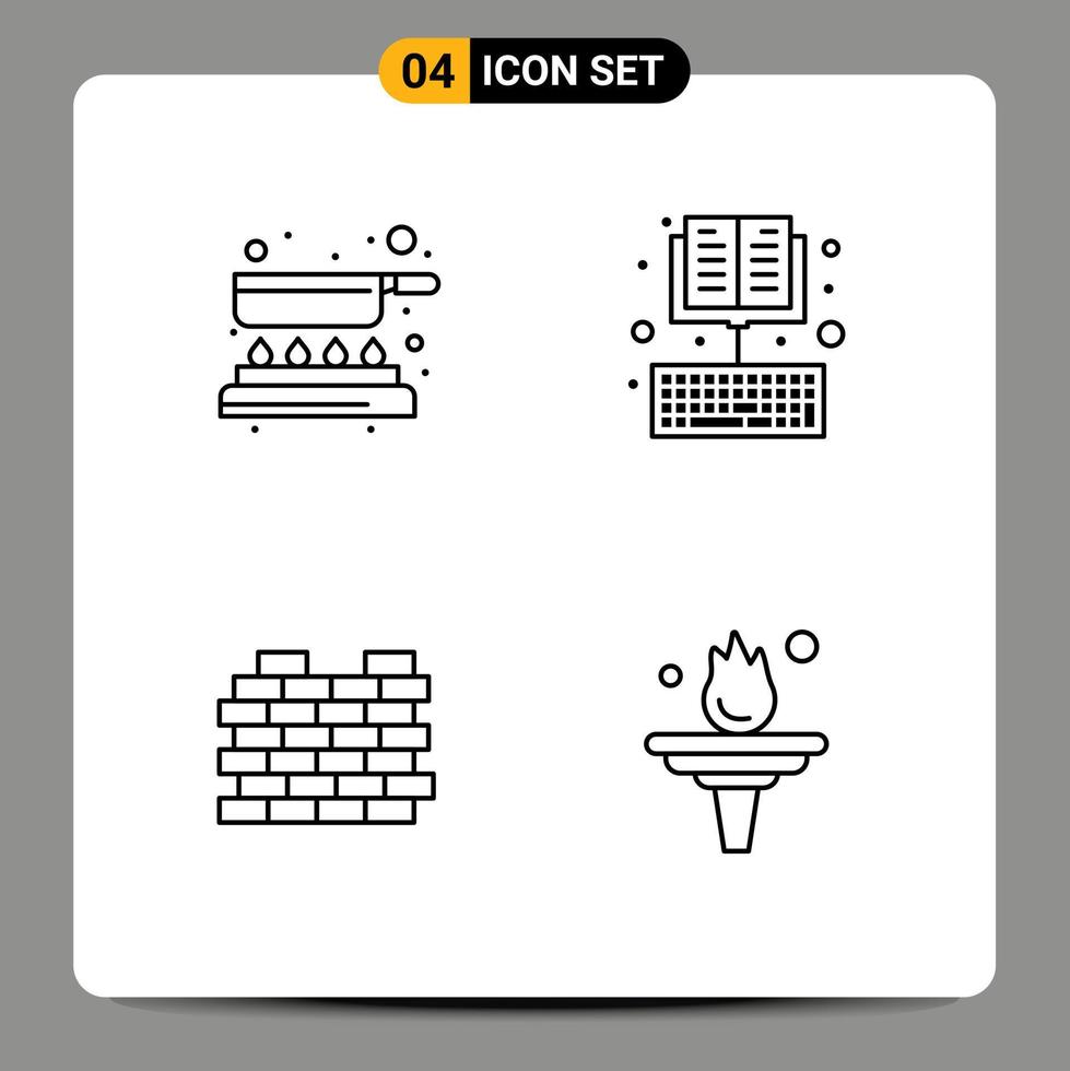 4 Creative Icons Modern Signs and Symbols of cook construction fry ebook real estate Editable Vector Design Elements