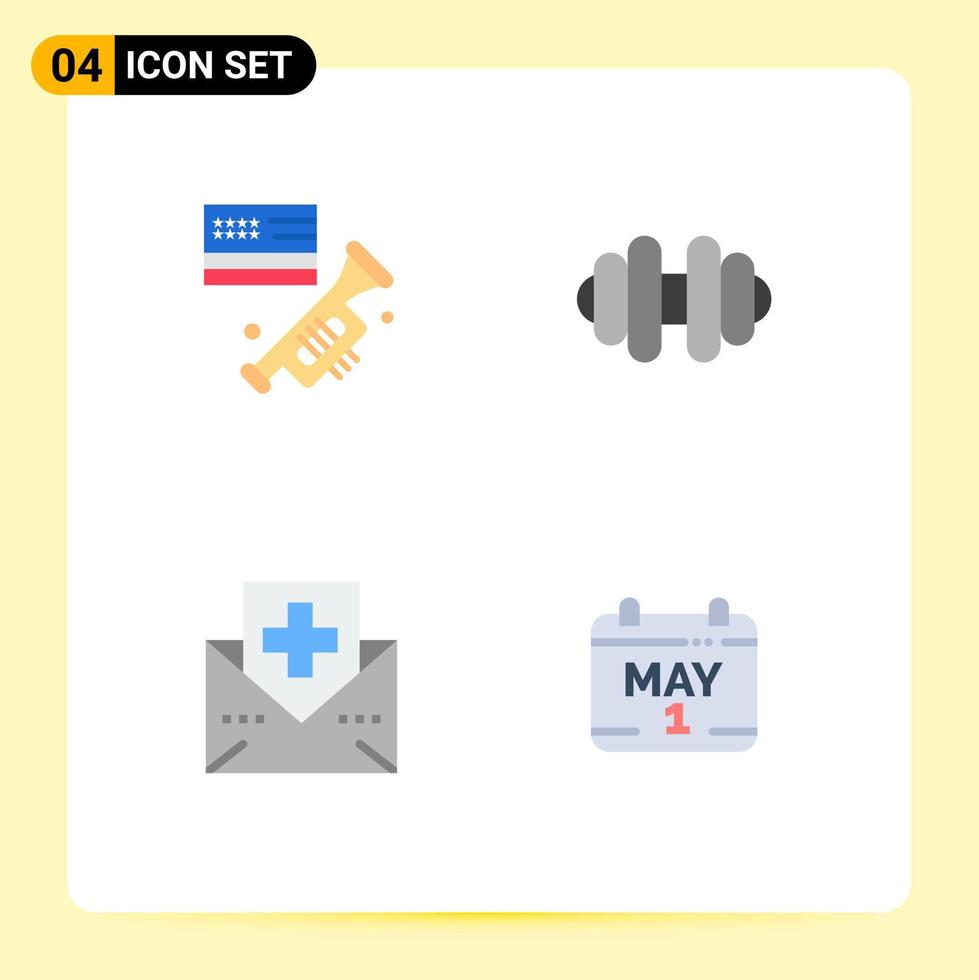 4 Creative Icons Modern Signs and Symbols of flag mail american disease calendar Editable Vector Design Elements